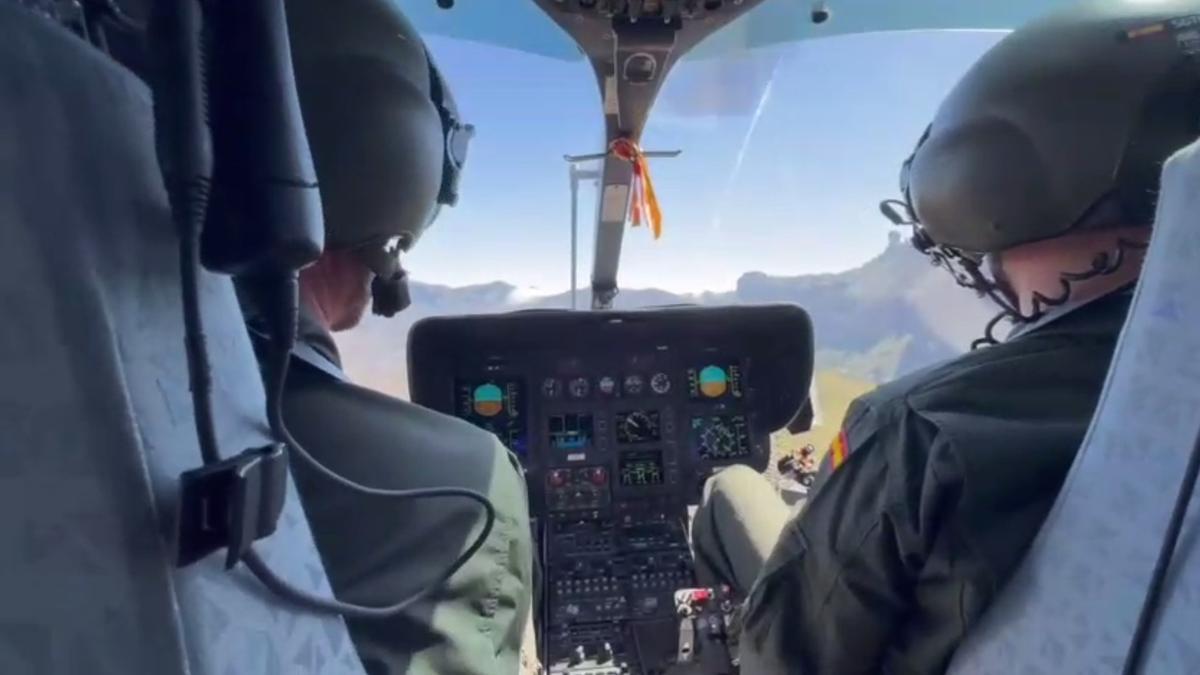 Labores de la Guardia Civil en Tejeda, incidente con un dron