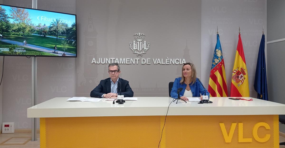 Antonio Serrano y Paula Llobet han presentado el estand de València para Fitur.