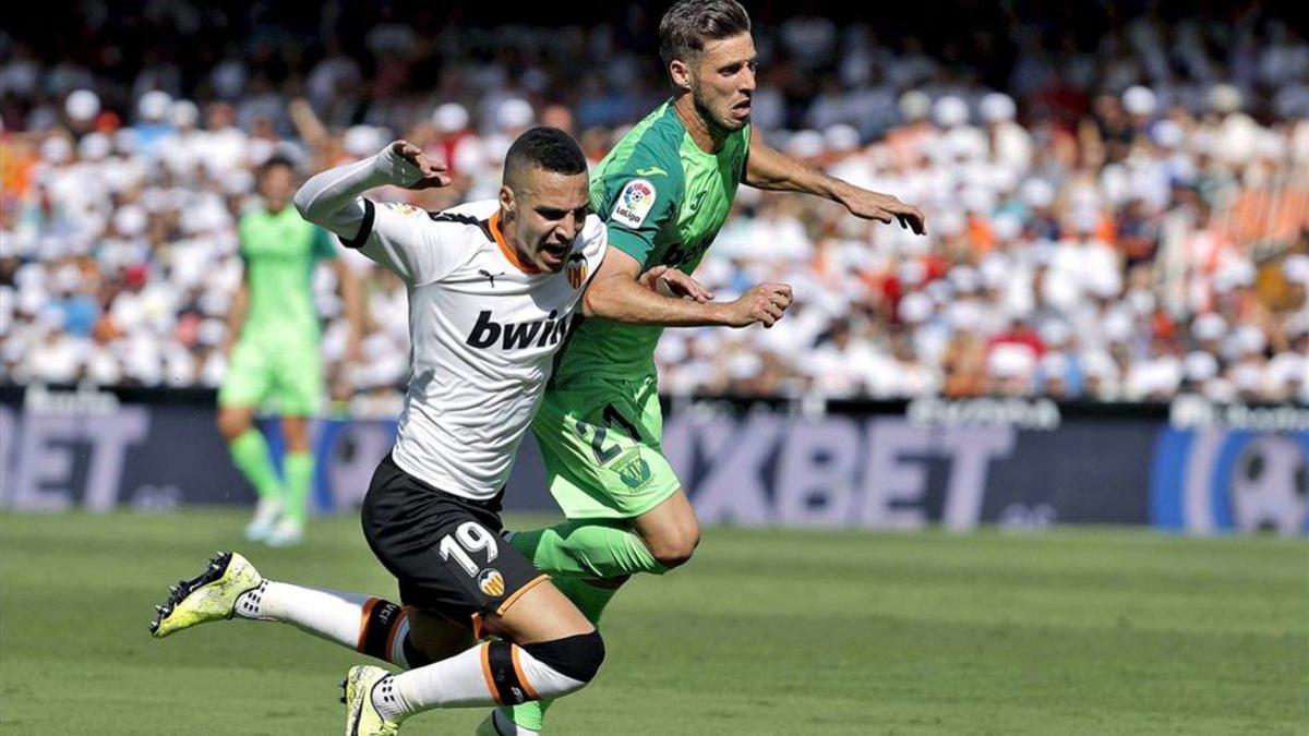 Rodrigo Moreno, en la acción del penalti contra el Leganés