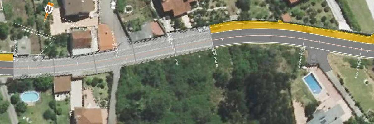 Uno de los tramos planteados en la mejora del vial de A Madalena-Aldán.