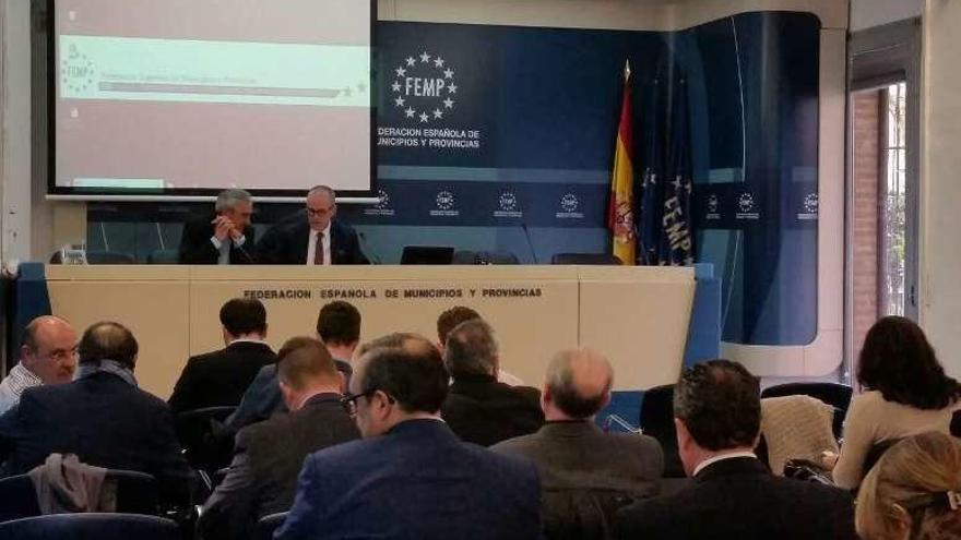 Comisión de la FEMP, ayer en Madrid. // FdV