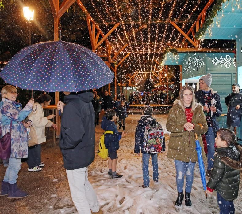 Vigueses, turistas y autoridades, disfrutando de la nieve en la Alameda.