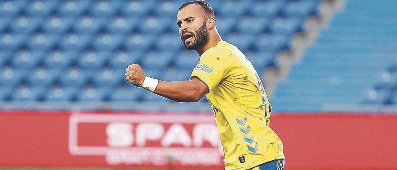 Jesé Rodríguez celebra el primero de los dos goles que marcó con la UD la temporada pasada, el pasado 1 de abril ante el Lugo, de penalti. | | LP/DLP