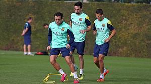 Entrenament del Barça després de l’èxode pels compromisos de les seleccions.