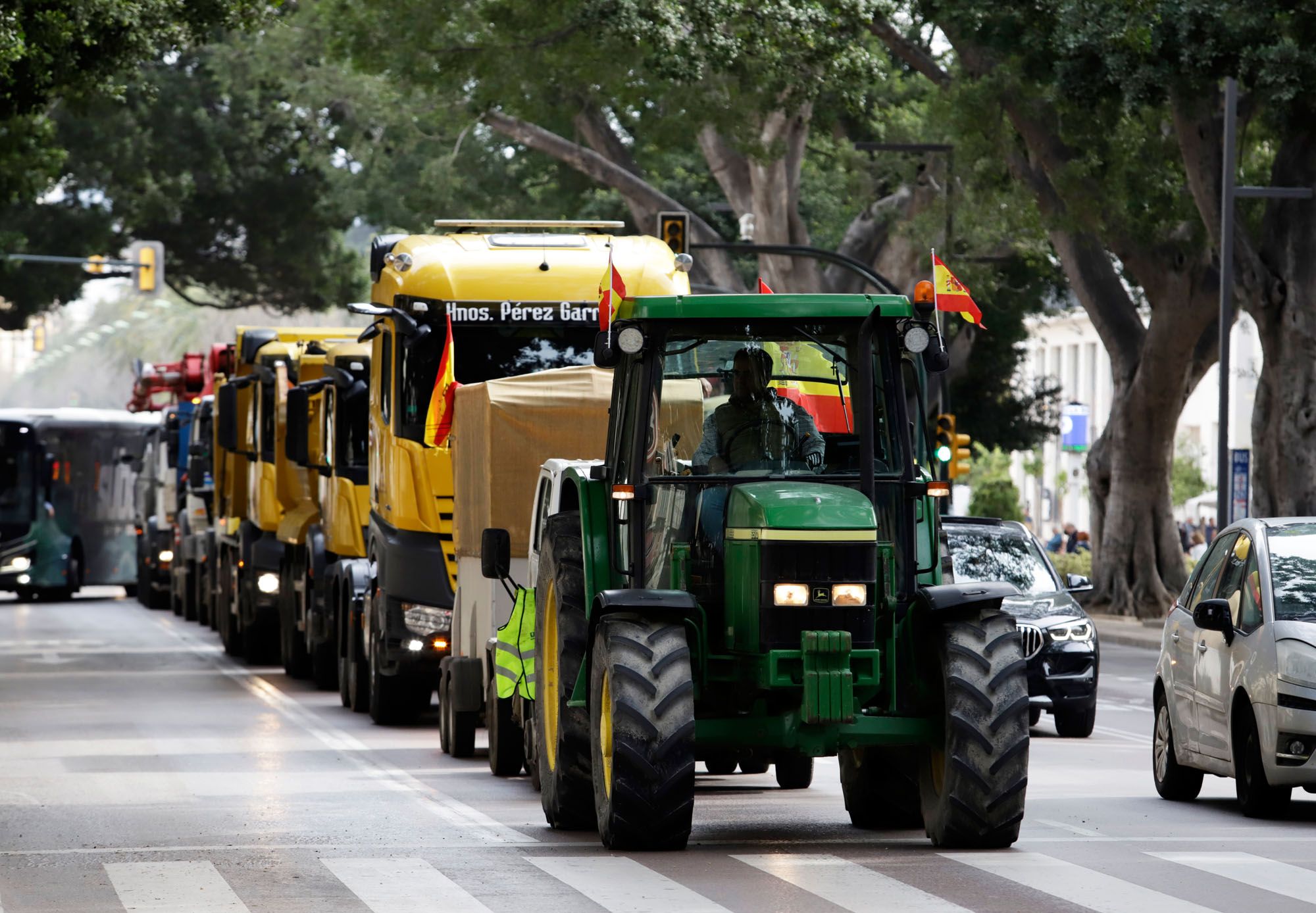 Protesta de los camioneros por el Centro de Málaga