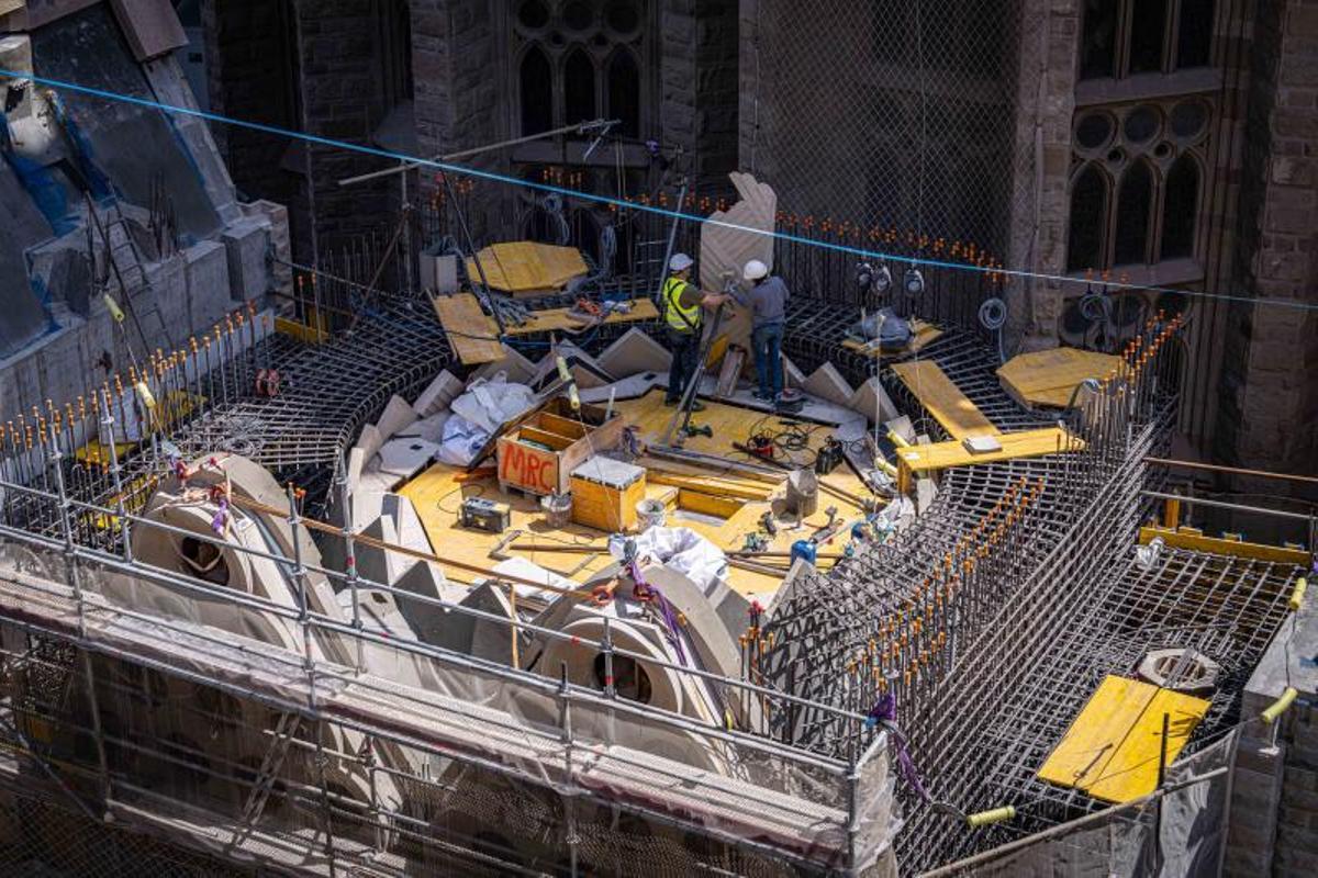 Construcción de la capilla de la Asunción de la Sagrada Familia de Barcelona, en una imagen del pasado mes de abril.