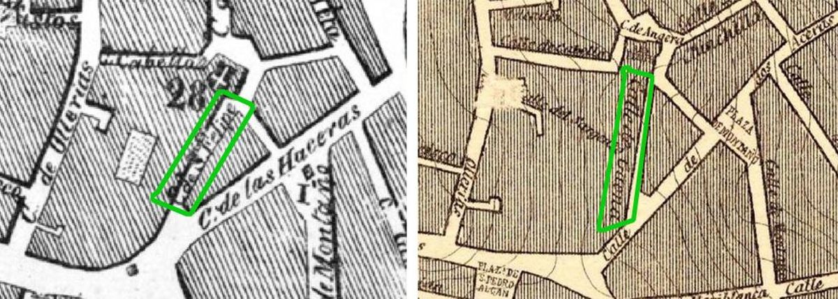La misma calle se denomina calle San Felipe en el plano de 1838 y vuelve a ser calle Gaona en el de 1863.