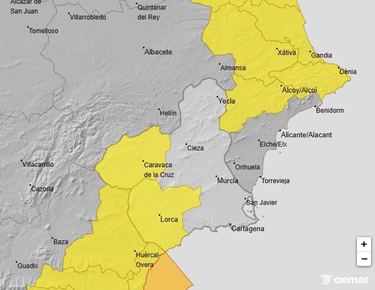 Mapa de alerta meteorológica el sábado