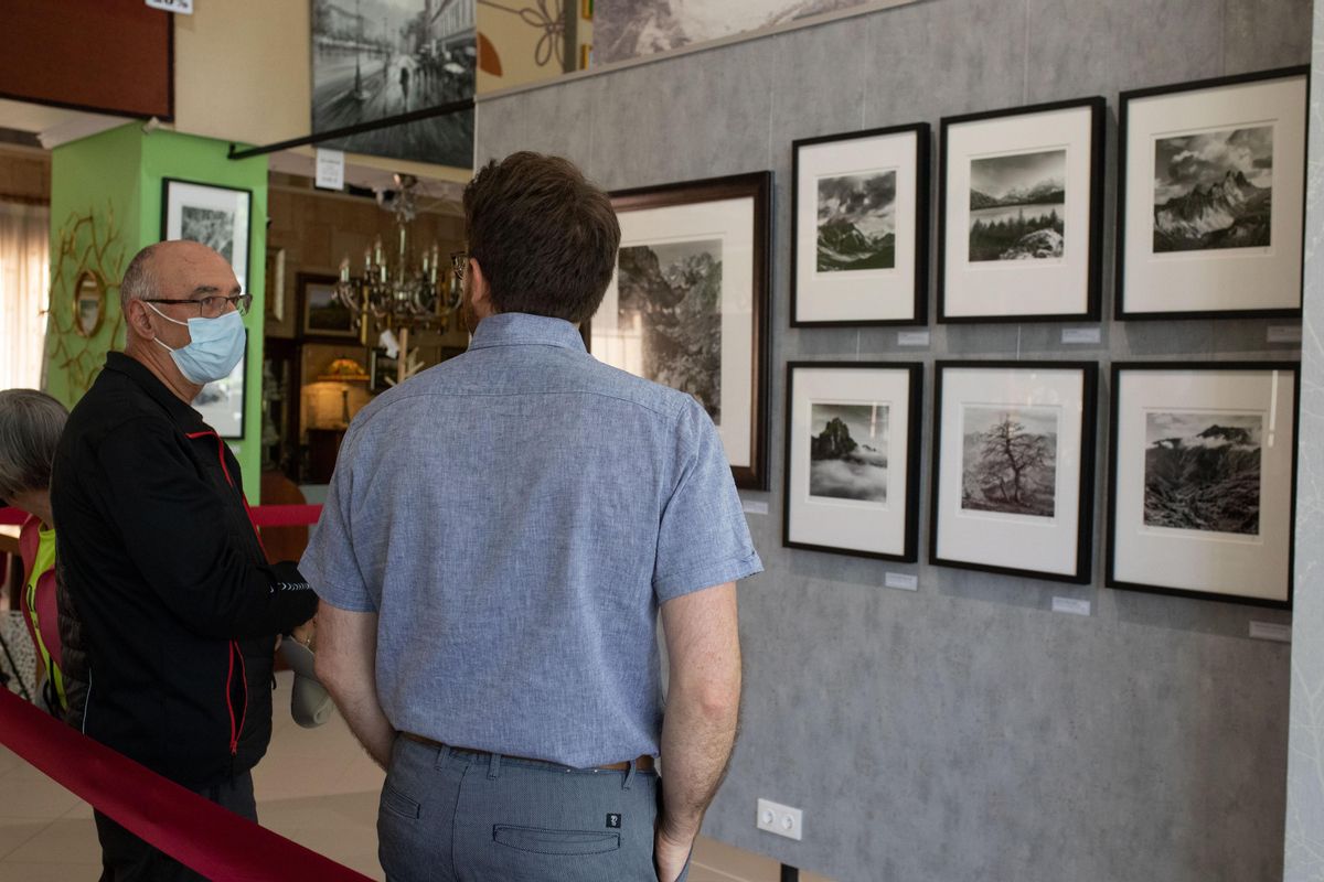 Varias personas contemplan las imágenes exhibidas