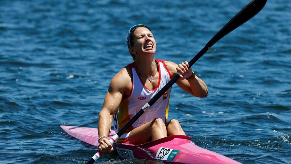 Teresa Portela, al finalizar la prueba en la que ganó la medalla de plata en Tokio.