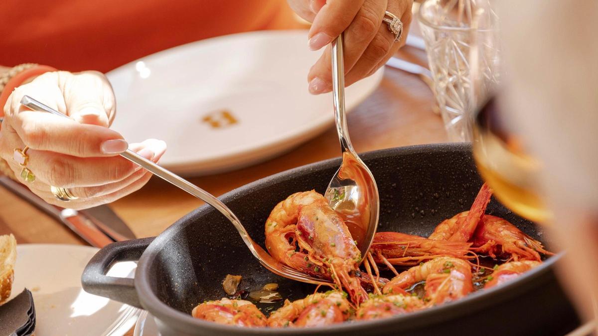 Gambas al ajillo de Beso Pedralbes, en el Hotel Torre Melina Gran Meliá.