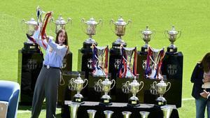 Barcelona. 27.05.2026. Deportes. Alexia Putellas se despide del FC Barcelona, en el Camp Nou, rodeada de todos los trofeos conseguidos. Fotografía de Jordi Cotrina