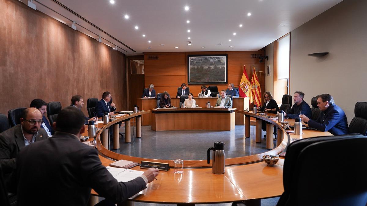 Reunión de la Junta de portavoces de las Cortes de Aragón, este miércoles.
