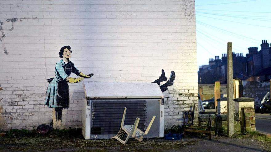 Así resuelven el destrozo de un mural de Banksy horas después de hacerse público