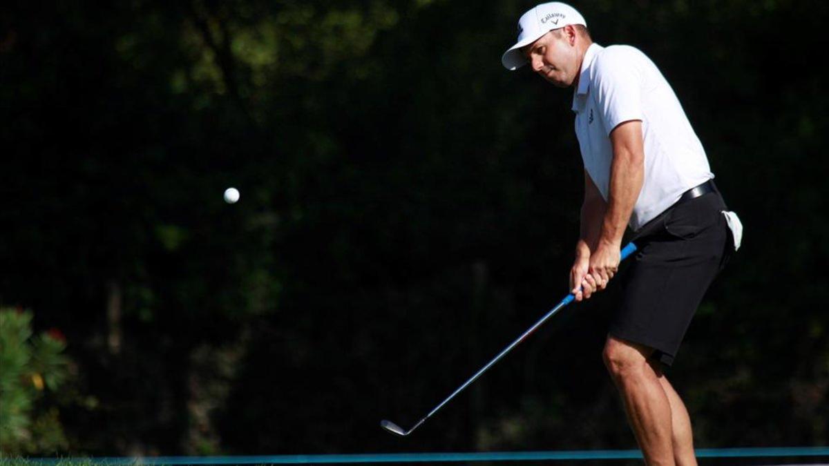 Sergio García ejecuta un golpe en el ProAm disputado este miércoles en Valderrama