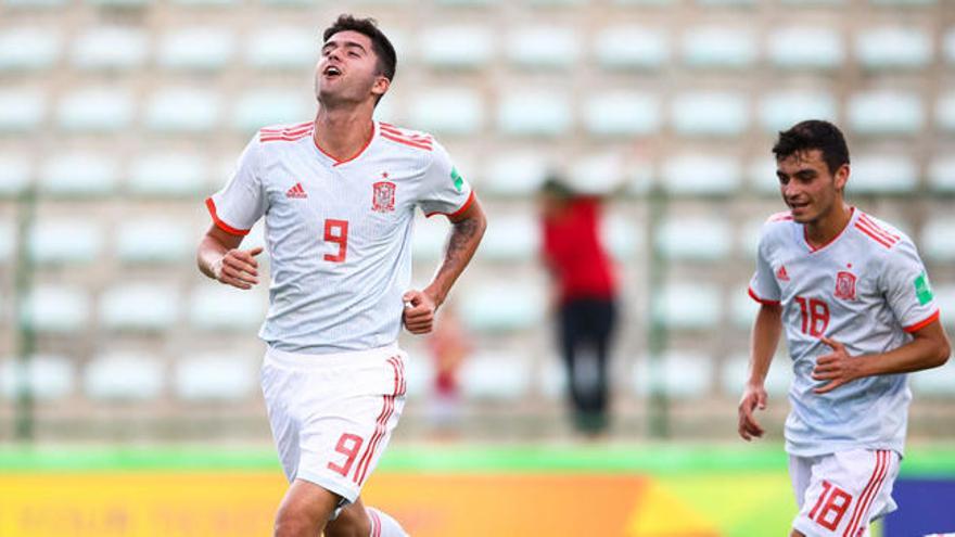 Jordi Escobar celebra su primer gol en el Mundial.