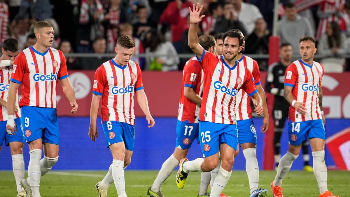 Eric Garcia celebra el tanto inaugural del partido entre Girona y Granada