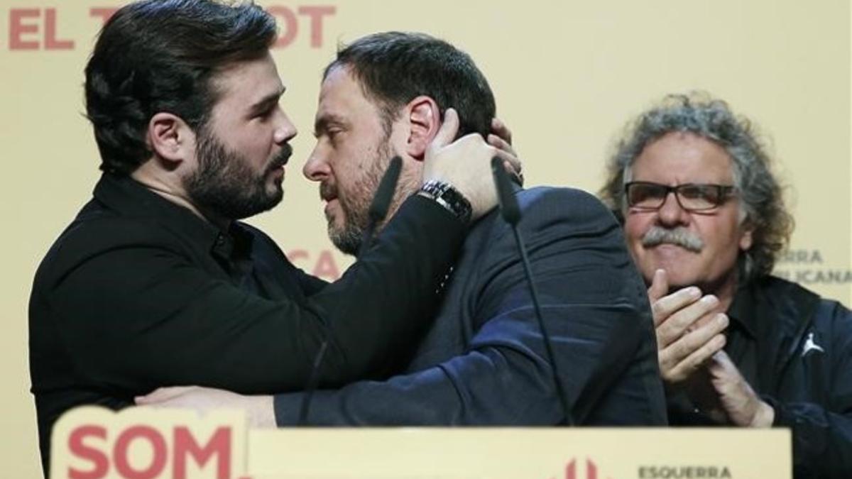 Rufián, Junqueras y Tardà, la noche del 20-D