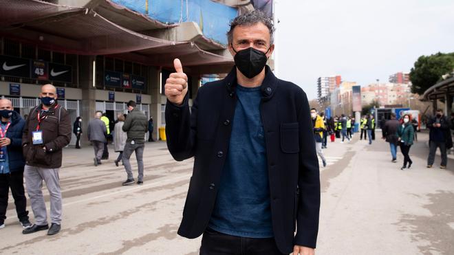 Luis Enrique, seleccionador nacional, durante la jornada electoral en el Camp Nou