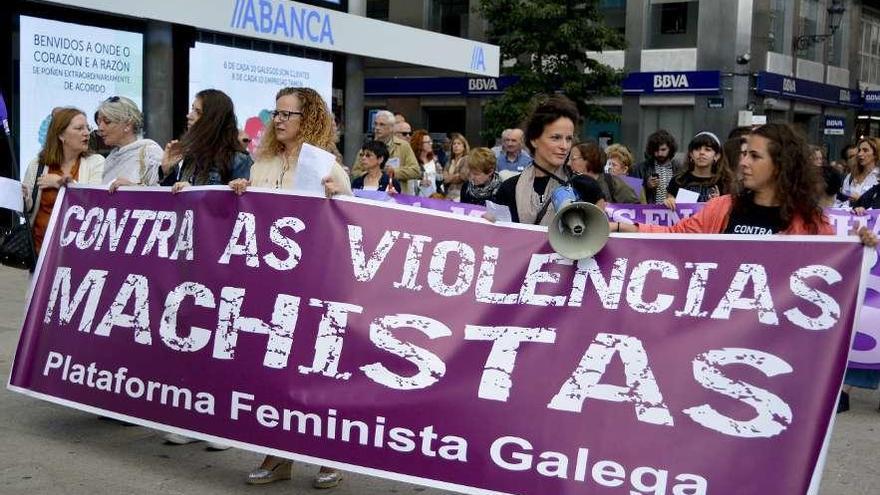 Manifestación contra la violencia de género en A Coruña.