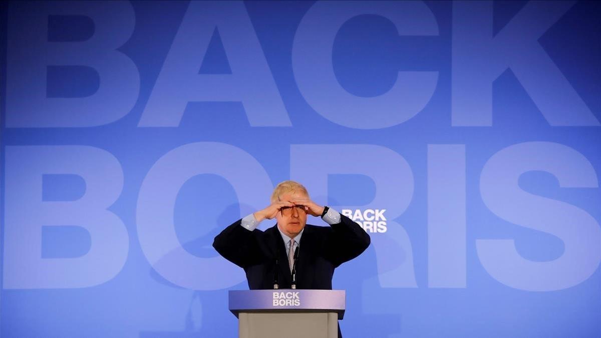 Boris Johnson, este miércoles, en la presentación de su campaña para las primarias del Partido Conservador británico.