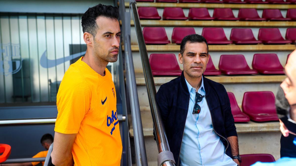 Sergio Busquets y Rafa Márquez en la Ciutat Esportiva Joan Gamper del FC Barcelona