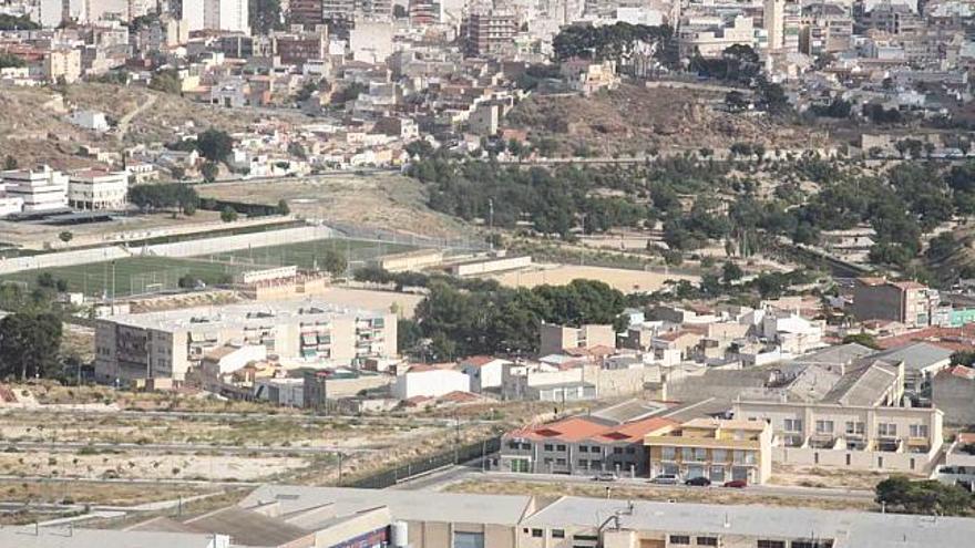 Vista aérea del barrio Huerta Nueva, donde se aprecia la distancia entre la zona y el centro.
