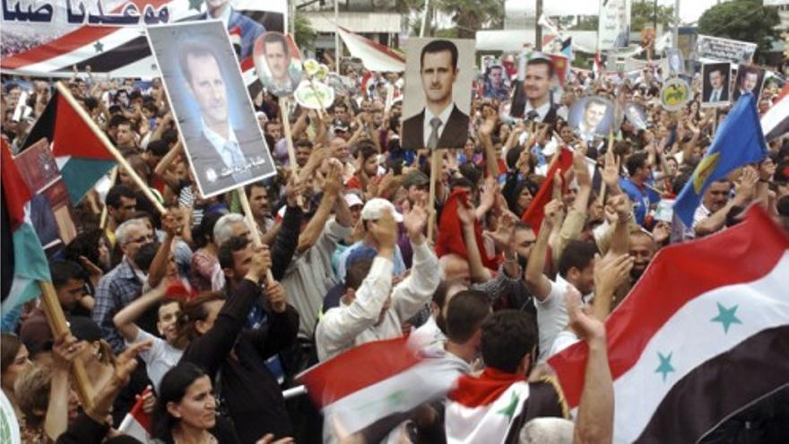 Celebraciones por la victoria de Bachar Al Assad