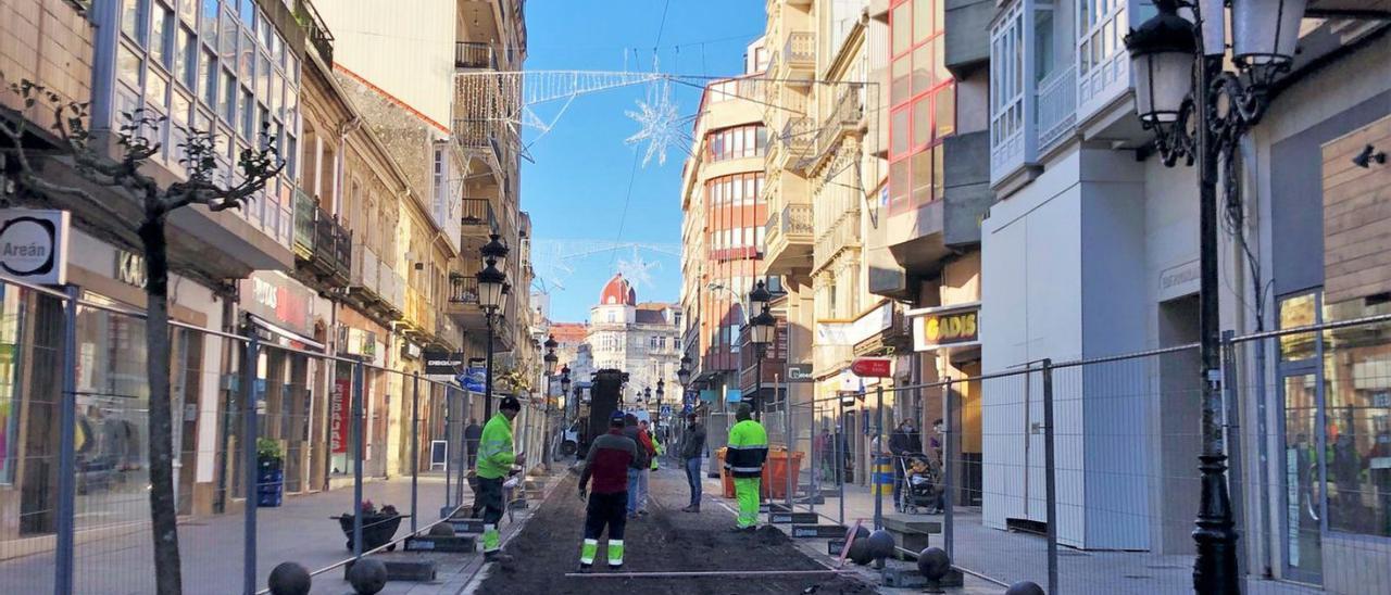 Imagen del inicio de las obras de humanización en la calle Calvo Sotelo.