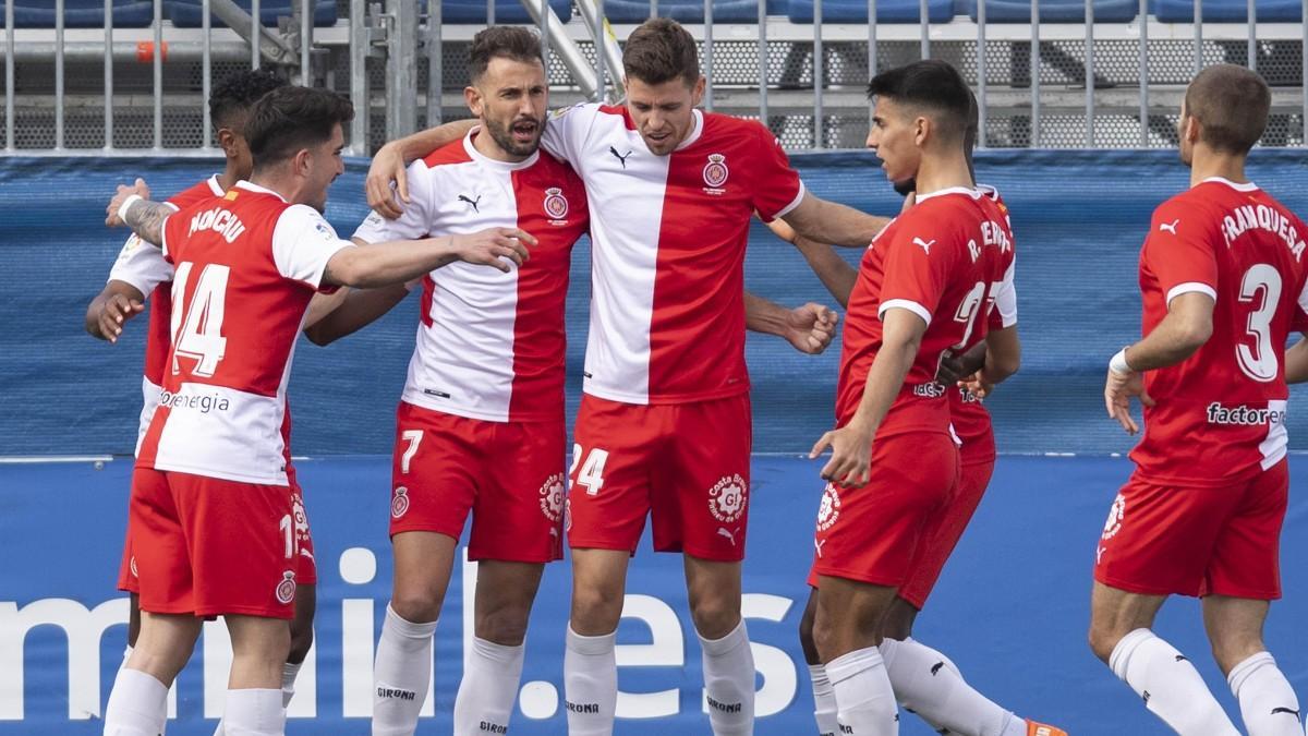 El Girona celebra un gol de Stuani