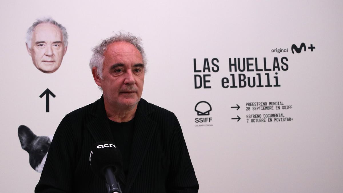 El xef Ferran Adrià durant l&#039;entrevista amb l&#039;ACN al Festival de Sant Sebastià per la presentació del documental &quot;Las huellas de elBulli&quot;