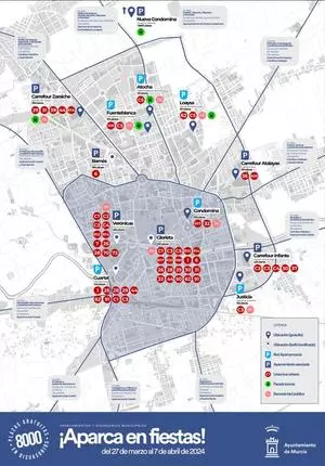 Puedes ver el mapa de aparcamientos en Murcia con más detalle pinchando aquí