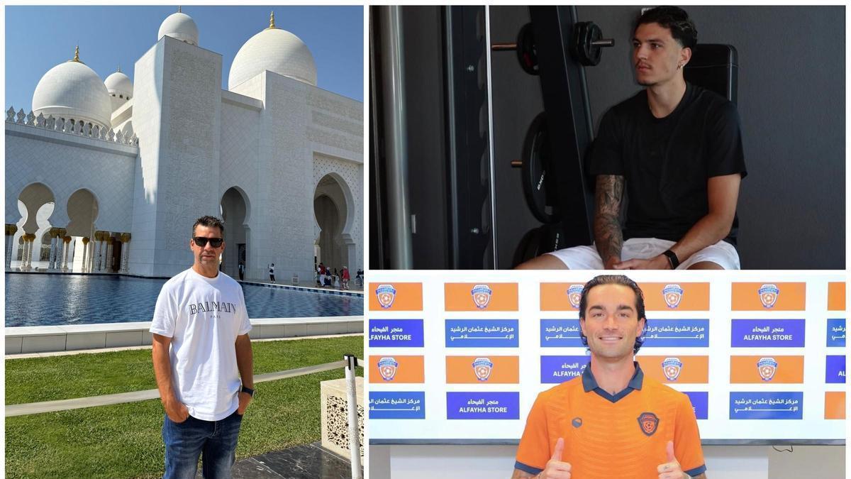 Tito García Sanjuán (izquierda), ahora en Emiratos Árabes, Gerard Hernández (derecha arriba), en Qatar; y Jason Remeseiro (derecha abajo), en Arabia Saudí, los tres con pasado en el Villarreal.