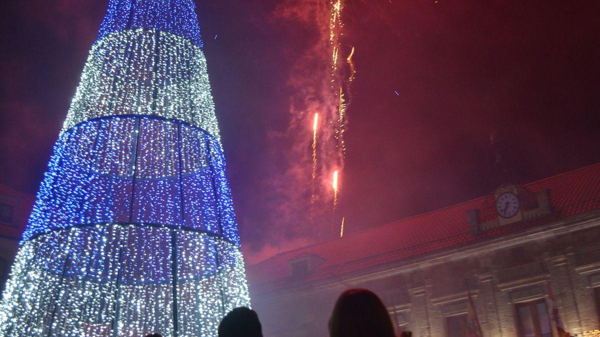 Luces de Navidad en Benavente durante la pasada Navidad.