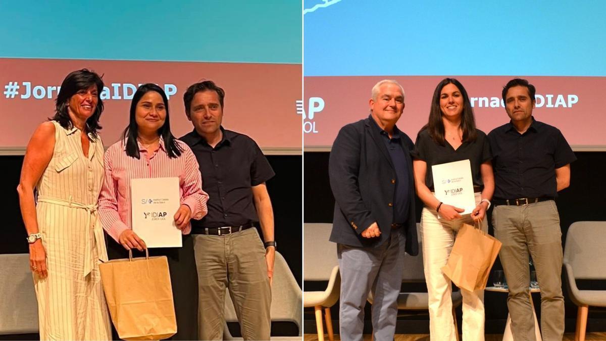 Mercedes de la Cruz i Berta Bertrans durant la Jornada IDIAP