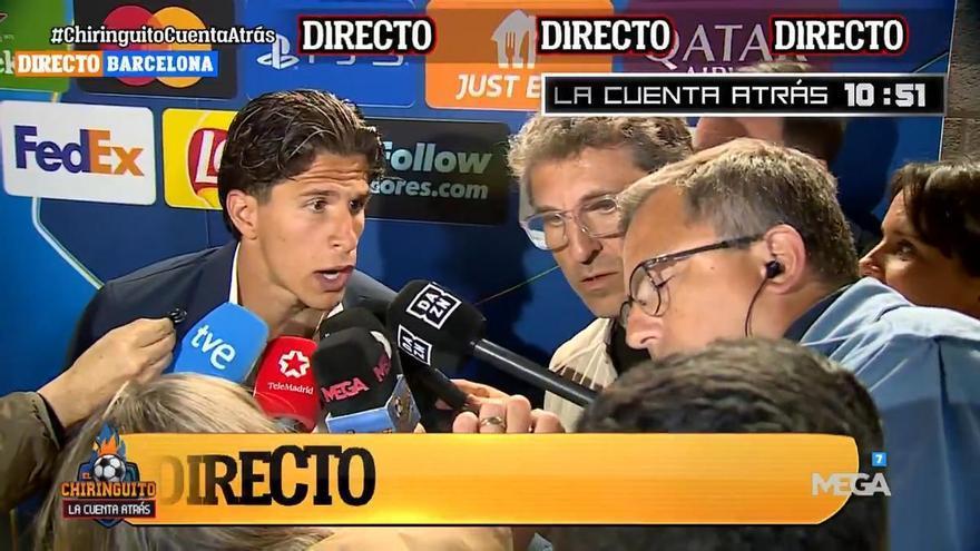 La reacción de Giuliano Simeone en zona mixta al hablar del posible penalti de Pubill
