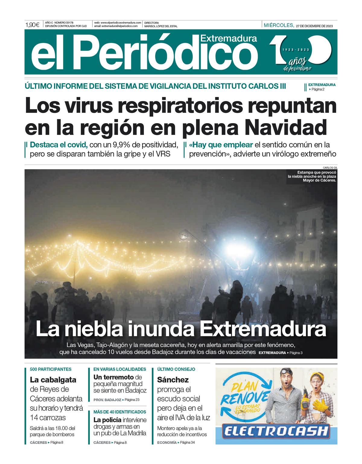 Consulta la portada correspondiente al día 27 de diciembre de 2023