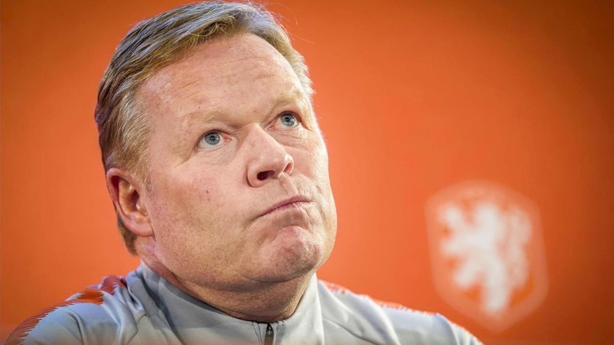 Ronald Koeman, en una rueda de prensa como seleccionador de Holanda.