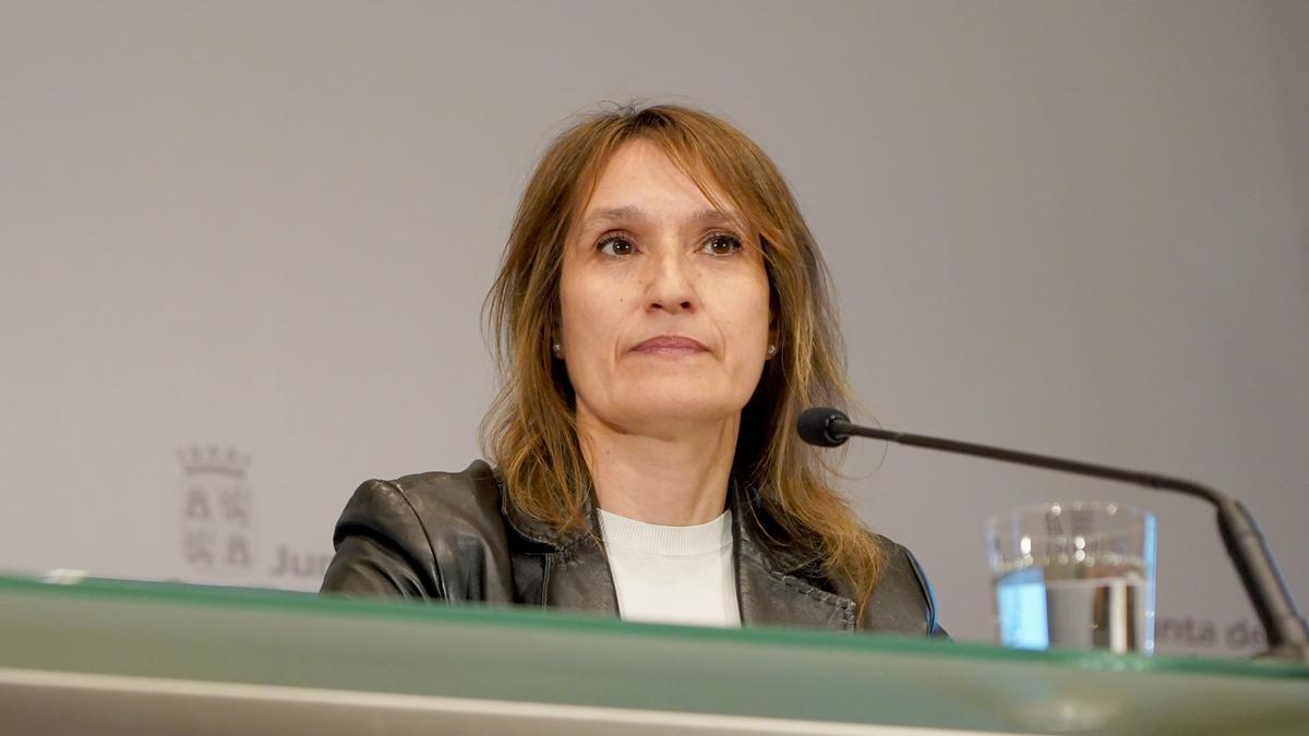 La consejera Rocío Lucas, durante la rueda de prensa de esta mañana.