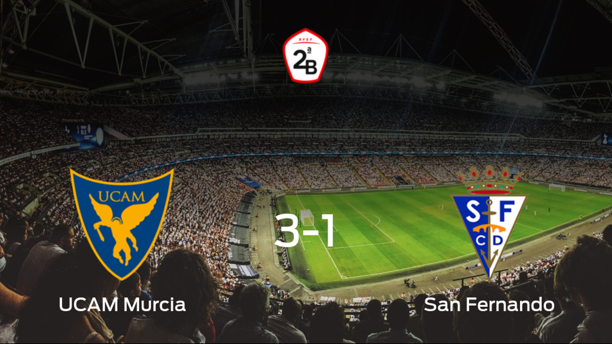 El UCAM Murcia se hace fuerte en casa y gana al San Fernando (3-1)