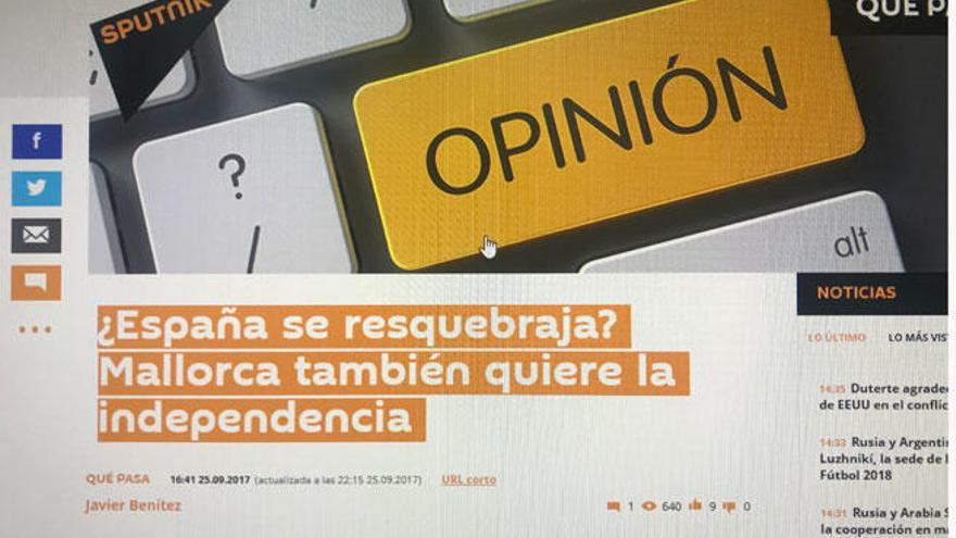 Mallorca se cuela en la propaganda rusa sobre el proceso catalán