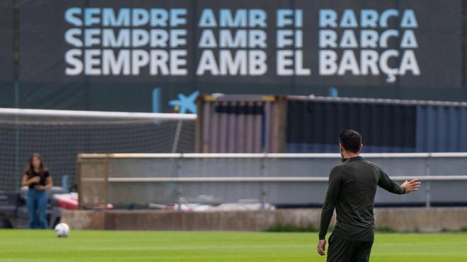 Último entrenamiento de Xavi Hernández con el Barça, en la Ciutat Esportiva Joan Gamper.