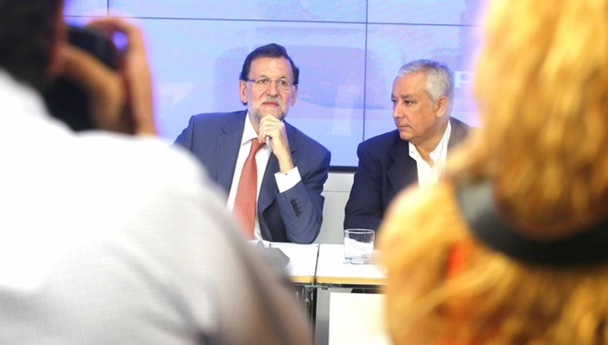 Mariano Rajoy, durant l’executiva nacional del PP, aquest dilluns.