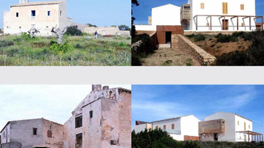 El caserón de Can Marroig, antes y después de la rehabilitación.