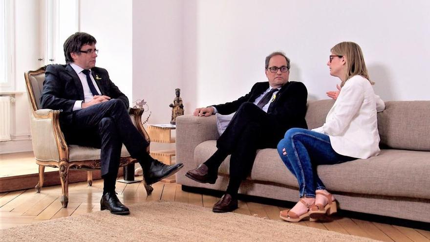 Carles Puigdemont, Quim Torra, Elsa Artadi, en una trobada recent.