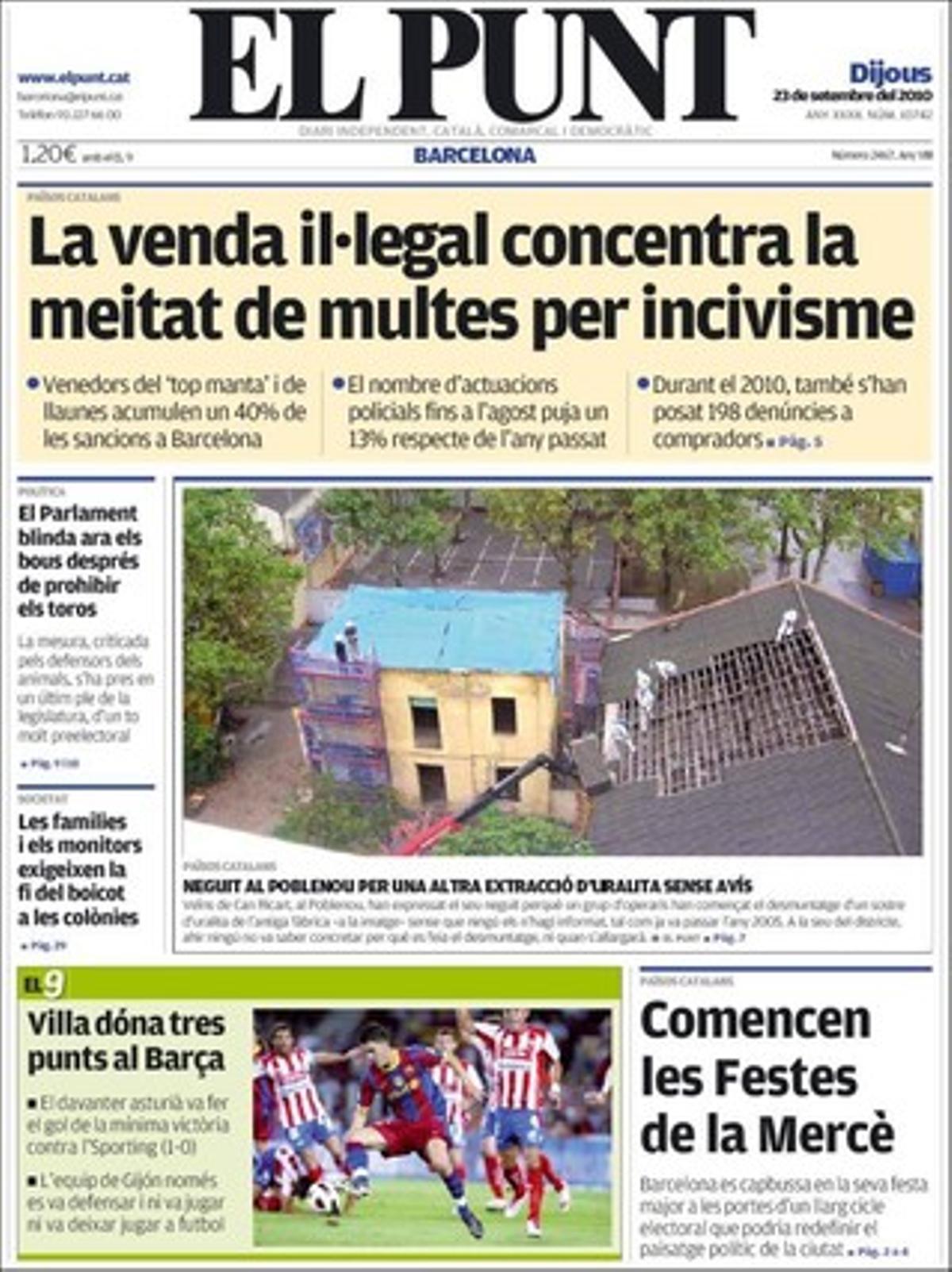 ’El Punt’ destaca que el 40% de les multes de l’ordenança contra l’incivisme de Barcelona s’imposen per la venda ambulant irregular dels manters i que Josep González optarà a la reelecció com a president de Pimec.