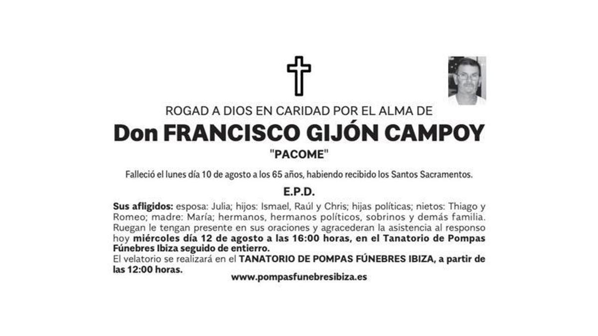 Esquela Francisco Gijón Campoy