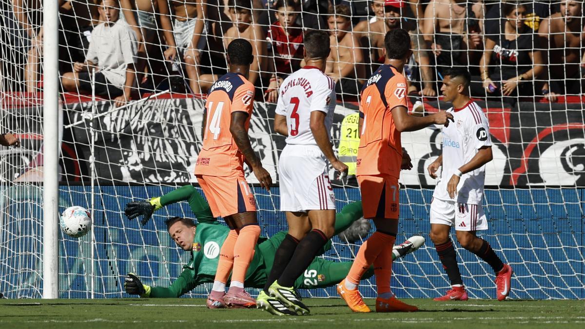 El 1x1 del Barça ante el Sevilla al descanso