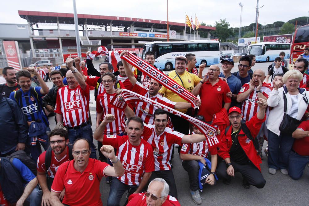 Sortida dels aficionats del Girona cap a Pamplona