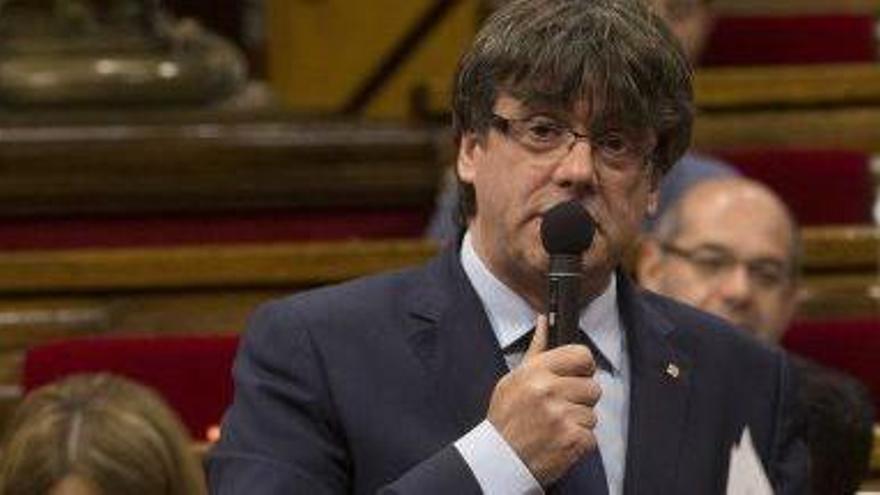 El President Puigdemont, ahir, al Parlament de Catalunya